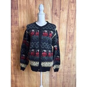 Vintage Boundary Waters Wool Blend Button Down Cardigan Sweater Women's Size M